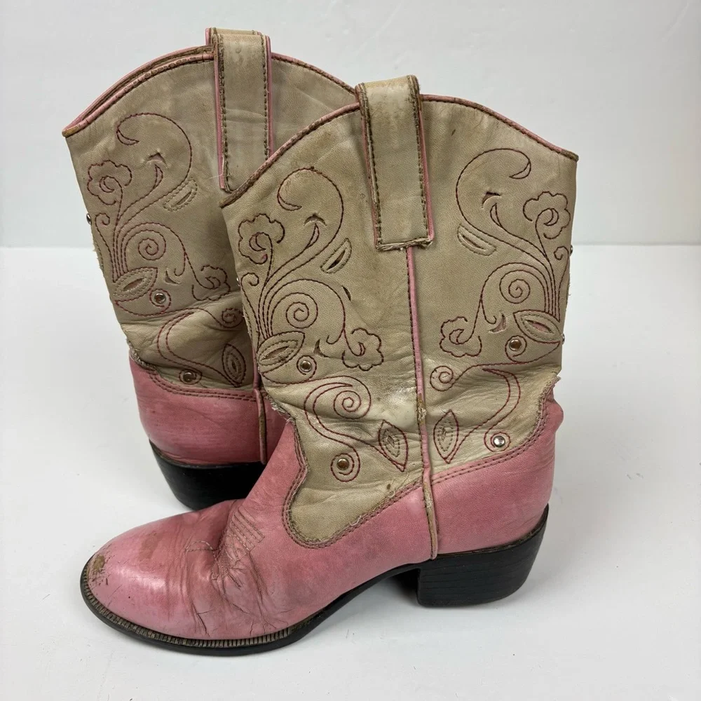 Roper Girls Butterfly Pink Light-Up Cowboy Boots Girls Size 13